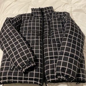 Puffer coat, black snd gray
